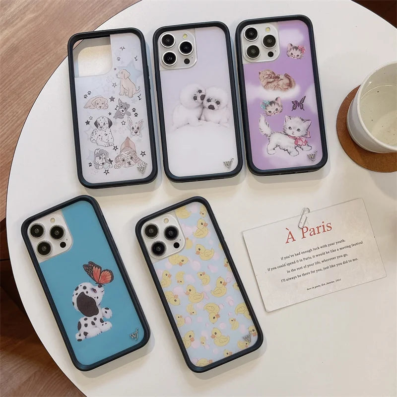 Wildflower Cartoon 3D Cute Dog Cat Anti-Fall Phone Case for iPhone 15 14 13 16 Pro Max WF Pet Duck butterfly Shockproof Cover Wildflower Cartoon 3D Cute Dog Cat Anti-Fall Phone Case for iPhone 15 14 13 16 Pro Max WF Pet Duck butterfly Shockproof Cover